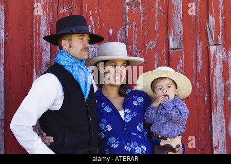 cowboy-family in the wild west, USA, Oregon Stock Photo