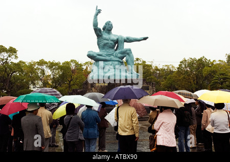 Sculpture in Peace Park Nagasaki commemorating Atomic Bomb in WW2 Stock Photo