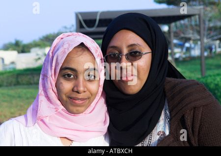 Two young woman portrait in Oman Stock Photo