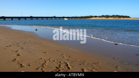 Beach and bridge at Barwon Heads. Stock Photo