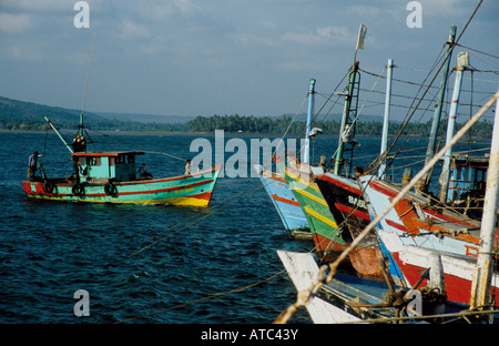 Fishing boats, Chapora harbour, Goa, India Stock Photo