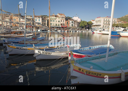 Stock photograph of the port of Cassis with old fishing boats Stock Photo