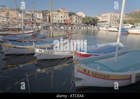 Stock photograph of old fishing boats Cassis Harbour France Stock Photo