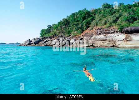 Snorkeling at Thailand Similan Islands Thailand Stock Photo