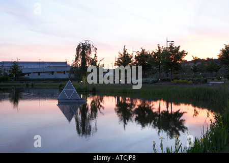 Bluewater retail park near Dartford seen over the lake at nightfall 3 Stock Photo