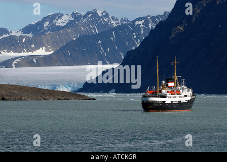The MS Nordstjernen at the Ny Alesund Fjord, Norway Stock Photo