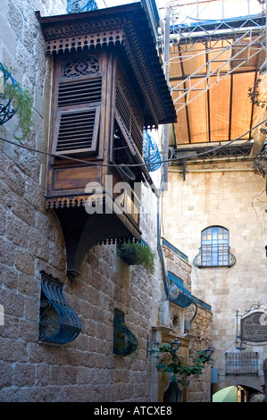 Narrow lane and Building facade in Jedeideh Quarter old city of Halab, Aleppo, Syria, Middle East. DSC 6269 Stock Photo