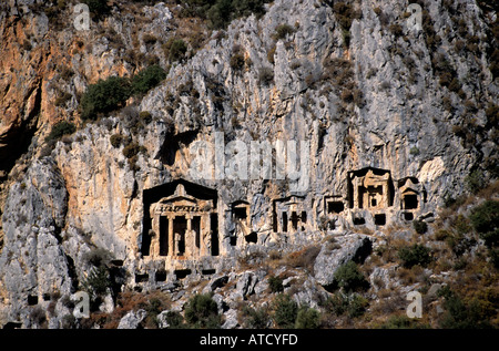 Rock Roman cut tombs Lycia Lycian city Myra Turkey ( Kale Demre today ) Stock Photo