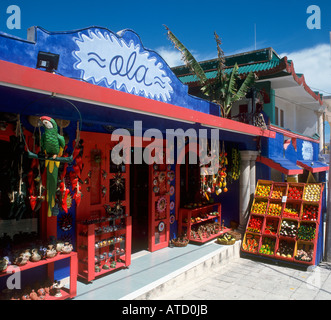 Shops in Playa del Carmen, Mayan Riviera, Quintana Roo, Yucatan Peninsula, Mexico Stock Photo