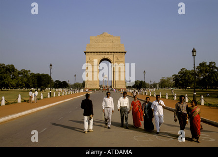 Indians in front of India Gate, New Delhi, India, Asia Stock Photo
