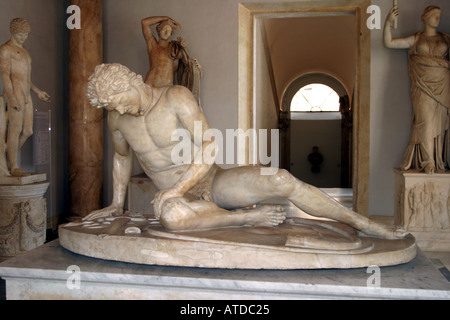 The Dying Gaul sculpture in the Palazzo Nuovo at the Capitoline Museums in Rome Italy Stock Photo