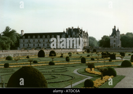 Chenonceau chateau and gardens of Diane de Poitiers Stock Photo