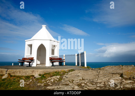 White lookout on Towan Head in Nequay, Conrwall UK. Stock Photo