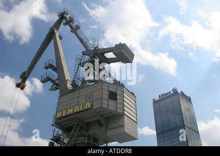 Crane in the eastport, Berlin Stock Photo