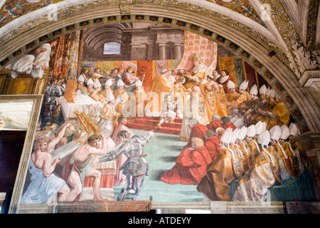 Crowning of Charlemagne, Room of the Fire in the Borgo, Raphael's rooms, Vatican Museums Stock Photo