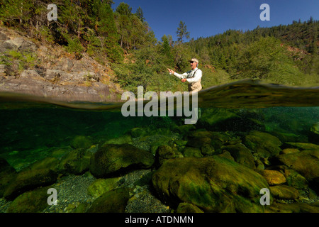 Flyfishing Smith River Smith River National Recreation Area California Stock Photo