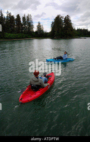 Sea kayaking Saint John Bay Zarembo Island Alaska Pacific Ocean Stock Photo