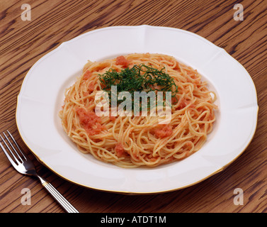 Spaghetti with spicy cod roe Stock Photo