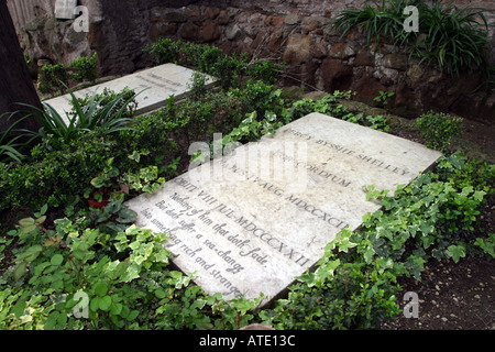 Grave of Percy Bysshe Shelley in the Protestant cemetery in Rome Italy Stock Photo