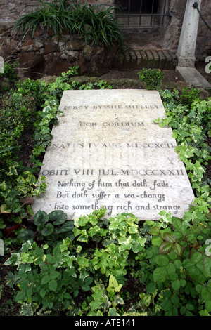 Grave of Percy Bysshe Shelley in the Protestant cemetery in Rome Italy Stock Photo