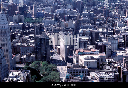 New Yorks Flat Iron building and 5th Avenue from the Empire State Building Stock Photo