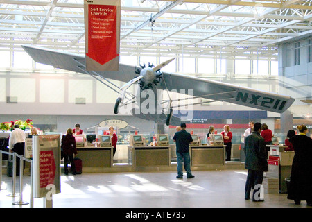 Spirit of St Louis Airplane Minneapolis-St Paul International Airport Charles Lindbergh Terminal. Minneapolis Minnesota MN USA Stock Photo