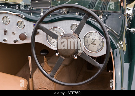 SS100 sports car dash and driver's seat Stock Photo