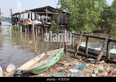 Damaged and abandon house in Sedili, Malaysia. Stock Photo