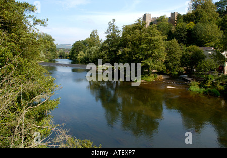 View over River Teme and Ludlow Castle dating from 1085 Shropshire England UK Stock Photo