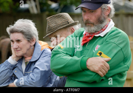 Spectators at the inaugural British Open Quoits Championship in village of Pumpsaint Carmarthenshire West Wales UK Stock Photo