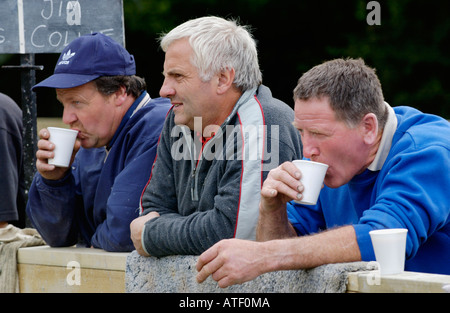 Spectators at the inaugural British Open Quoits Championship in village of Pumpsaint Carmarthenshire West Wales UK Stock Photo