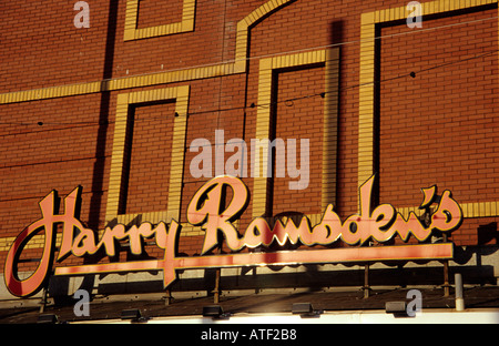 Sign of Harry Ramsden Fish Chip Shop Blackpool Lancashire Stock Photo