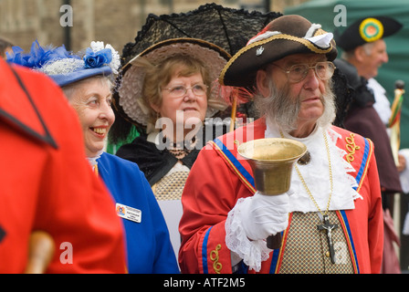 UK active old person taking part in the National Town Criers Championship Hastings East Sussex England 2006 2000s HOMER SYKES Stock Photo