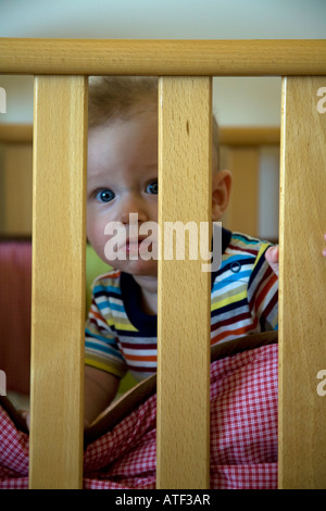 Baby in Crib, Los Angeles, USA Stock Photo