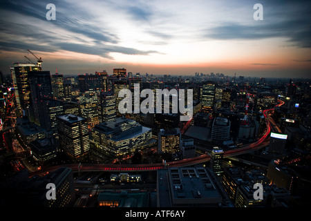 Night time cityscape of Tokyo Central Station area Stock Photo