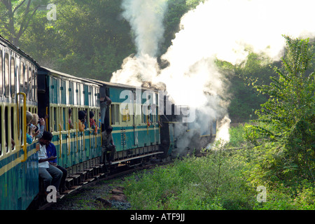 ooty toy train narrow gauge steam railway on the way up to ooty Stock Photo