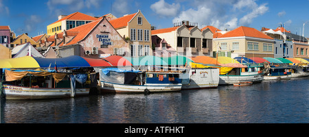 The floating market in Willemstad, Curacao. Stock Photo