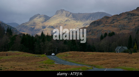 Langdale Pikes from near Elterwater, Lake District National Park, Cumbria UK Stock Photo