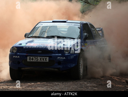 Ford Cosworth World Rally car blasting through the countryside Stock Photo