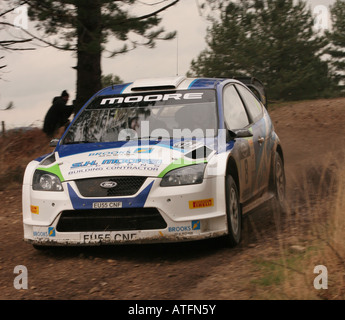 Ford Focus World Rally car blasting through the countryside Stock Photo