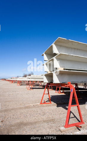 Inventory and storage area of Prefabricated concrete construction elements , Finland Stock Photo