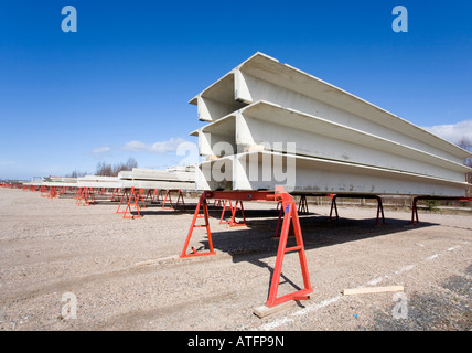 Inventory and storage area of prefabricated concrete construction elements , Finland Stock Photo
