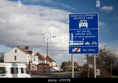 Sign for 2+ Car Sharing Lane in Leeds on the A647 Stock Photo