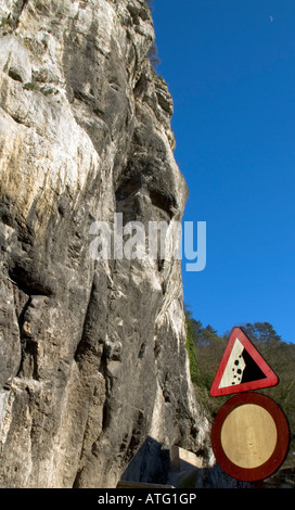 Danger! falling rocks Stock Photo