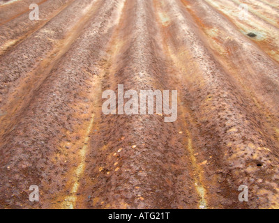 Rusty corrugated metal surface. Abstract background texture. Stock Photo