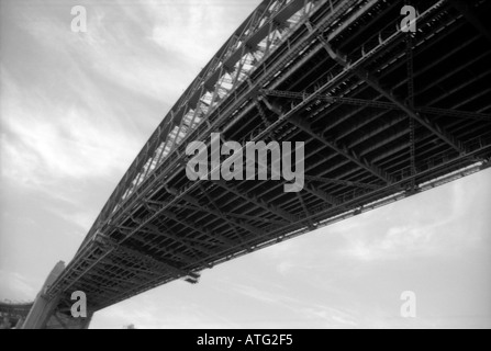 Sydney Harbour Bridge, black and white, bottom plan view Stock Photo