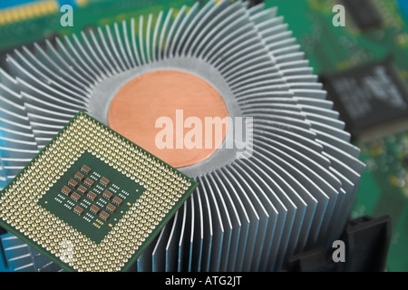 Pentium 4 1.8 mhz cpu and cooler Stock Photo