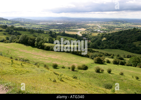 View from top of Birdlip Hill in Gloucestershire Stock Photo