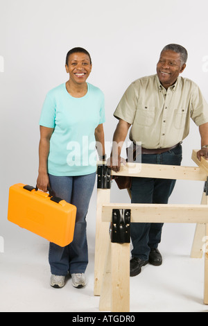 African American Couple Doing Home Improvement Stock Photo