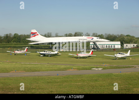 British Airways Concorde G-BOAC at Manchester Airport AVP Aviation Viewing Park Stock Photo
